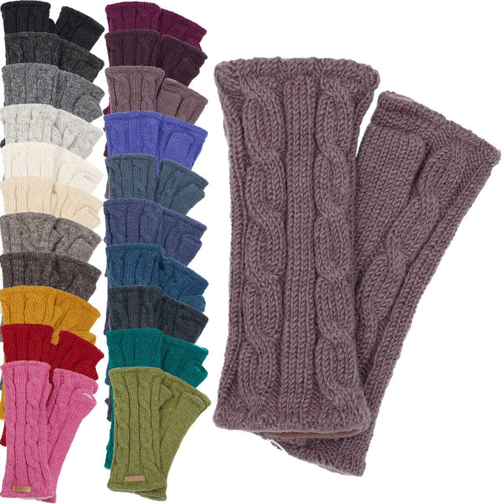 McRon Damen Gestrickte Pulswärmer Modell Emily Naturhellgrau, Naturhellgrau