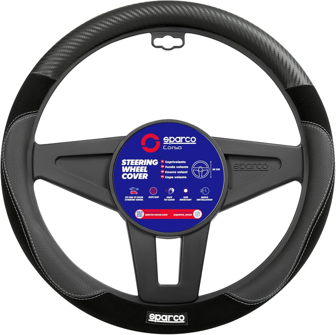 Sparco Lenkradbezug S122 Schwarz in Wildleder + PVC, SPCS122BK, S122 SCHWARZ