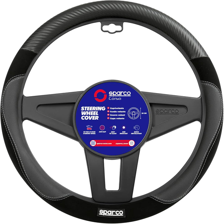 Sparco Lenkradbezug S122 Schwarz in Wildleder + PVC, SPCS122BK, S122 SCHWARZ