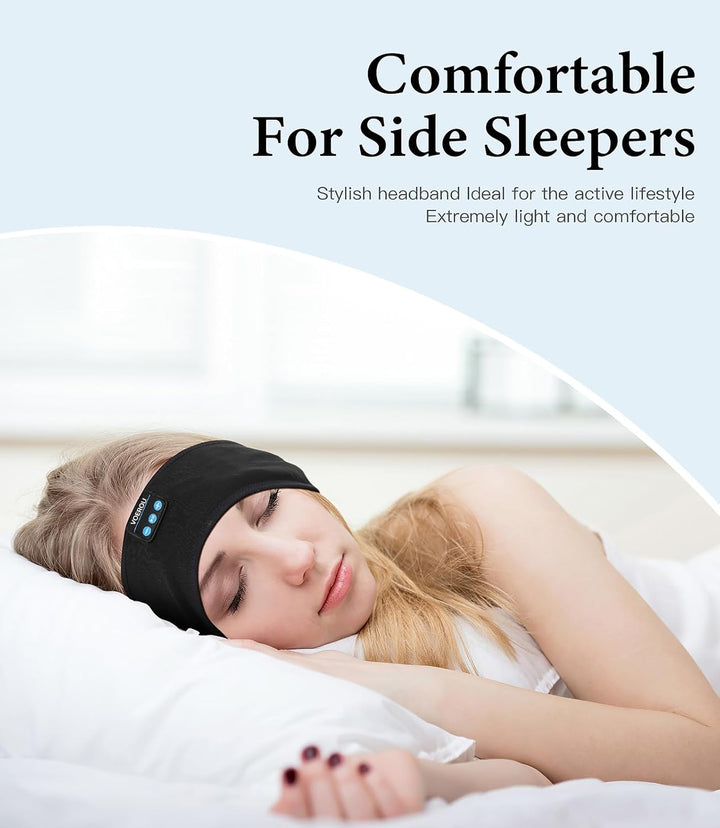 Voerou Schlafkopfhörer Bluetooth V5.2, Verstellbare Sports Kopfhörer Stirnband, Kabellos Kopfhörer S