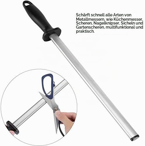 RGBS 12 inch Diamant Wetzstahl Messerschärfer Stab 600 Körnung, Professional Extra Fine Oval Messers