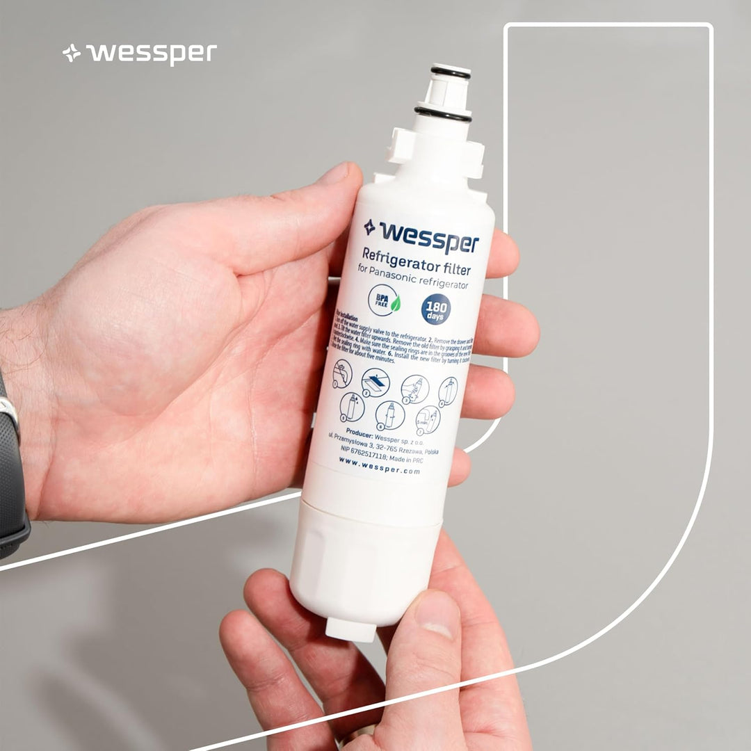 Wessper Wasserfilter Kühlschrank, Ersatz für Panasonic filter CNRBH-125950, CNRAH-257760, BPA-freier