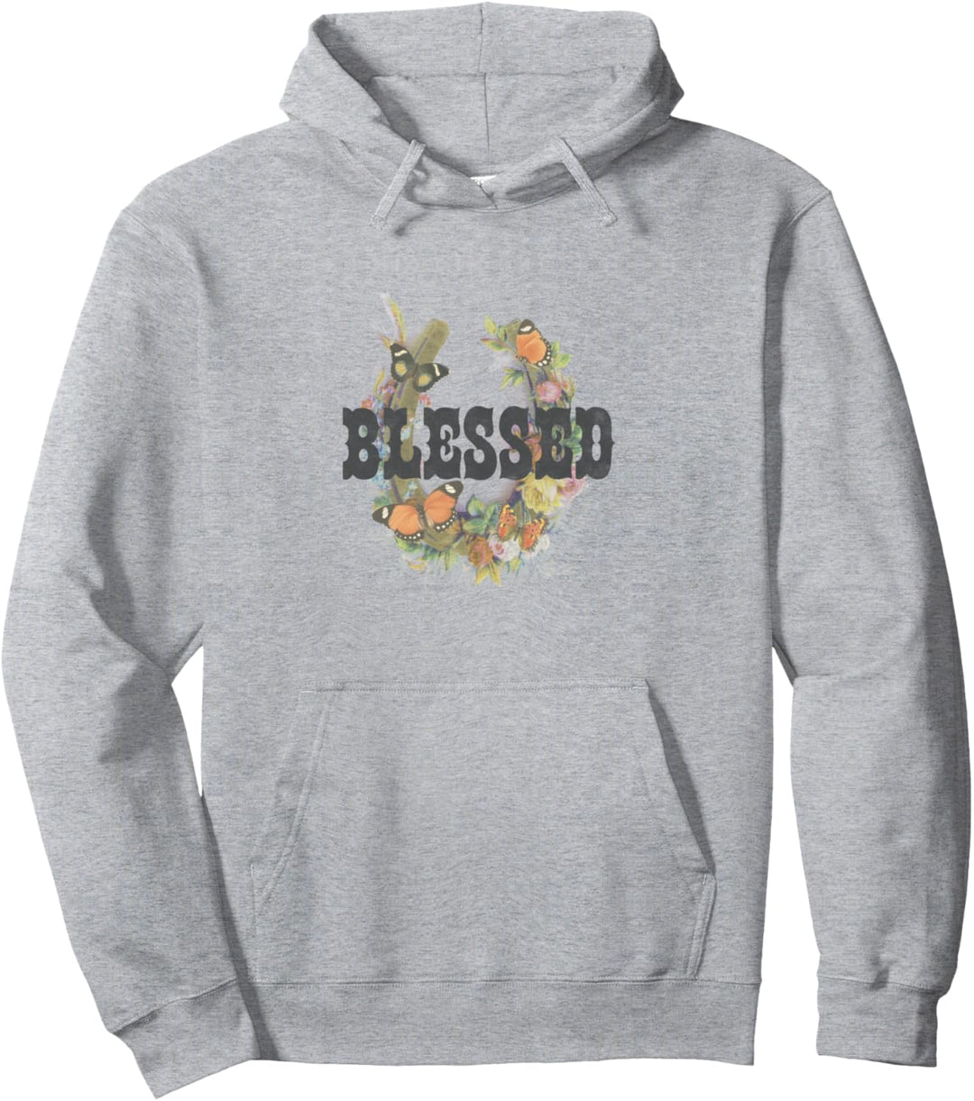Fifth Sun Blessed Horse Shoe Butterfly Portrait Pullover Hoodie