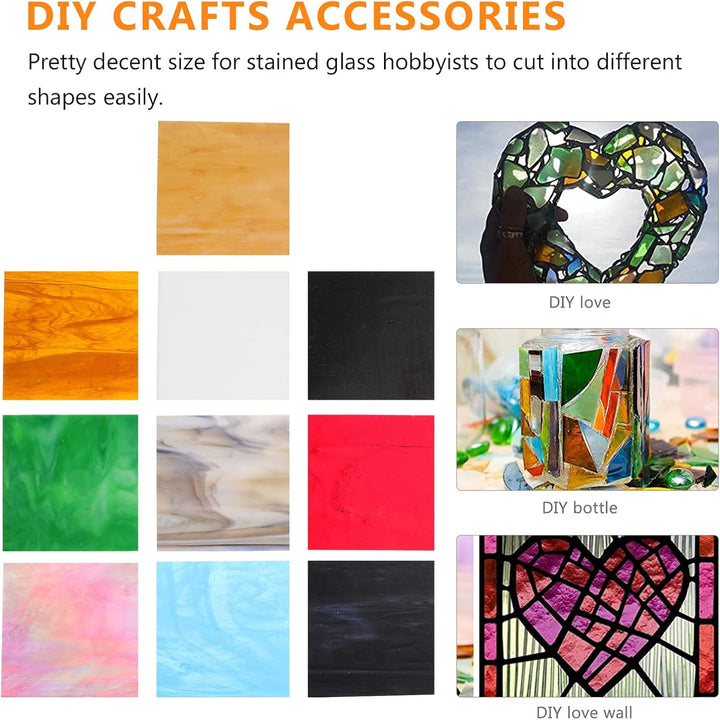 EXCEART Glasmalerei Blätter Kathedrale Glas Mosaik Fliesen Glas Packs Mosaik Kunst Glas für Handwerk