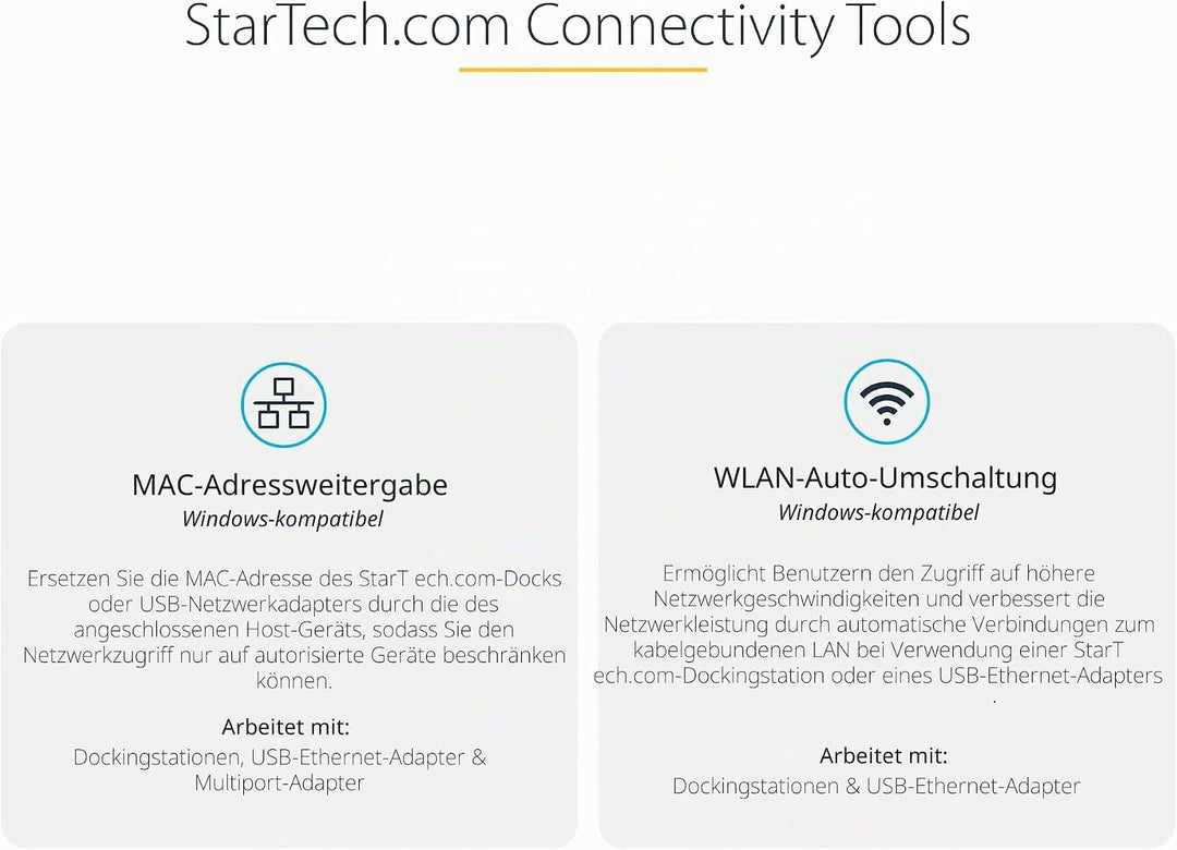 StarTech.com USB C Gigabit Ethernet Adapter, 10/100/1000 Mbit/s, USB C 3.0 zu LAN Adapter mit ASIX A