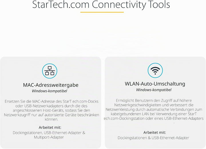 StarTech.com USB C Gigabit Ethernet Adapter, 10/100/1000 Mbit/s, USB C 3.0 zu LAN Adapter mit ASIX A