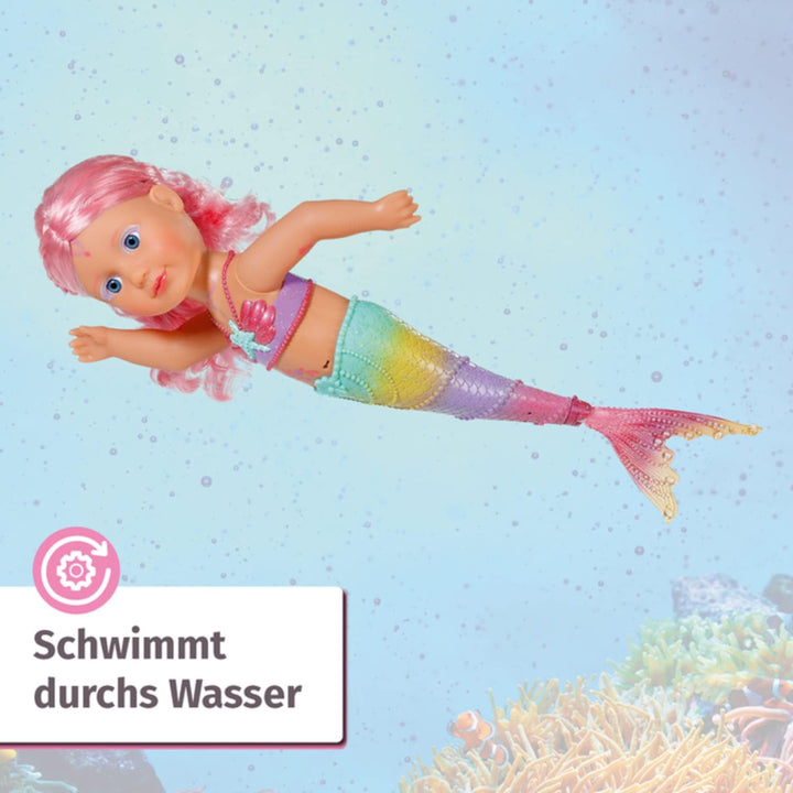 Zapf Creation 833681 BABY born Little Sister Meerjungfrau 46cm - Meerjungfrauen-Puppe langen Haaren,