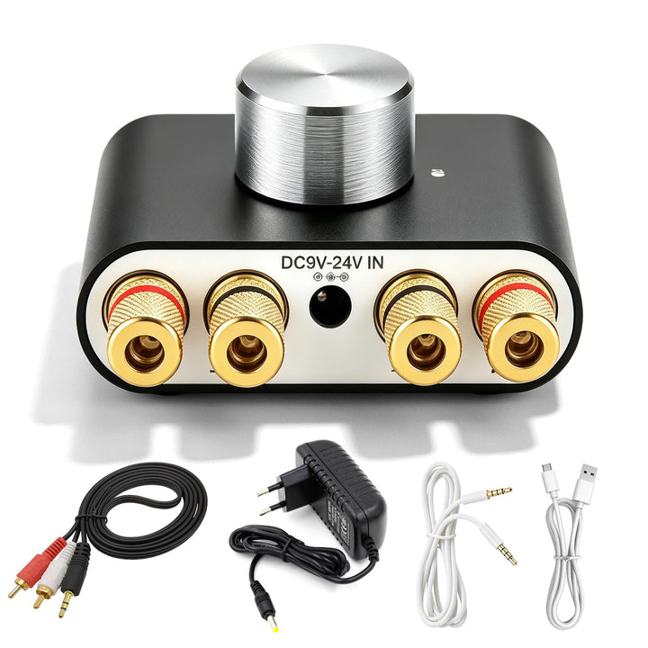 Mini Verstärker Bluetooth, 50Wx2 Digital Power Amplifier, Pro Stereo Verstärker, DC 12-24V Mini Digi