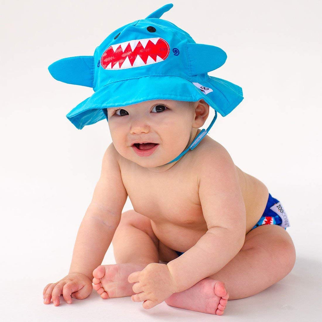 ZOOCCHINI LSF 50+ Baby Schwimmwindel & Sonnenhut Set, Sherman der Hai, 3-6 Monate