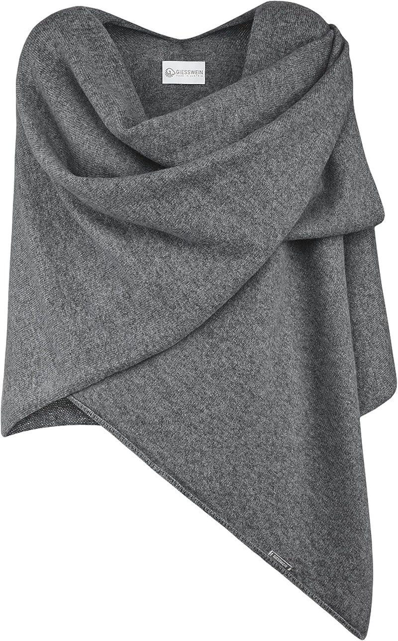 GIESSWEIN Merino Lambswool Cape - Eleganter Feinstrick Überwurf aus Lammwolle, Merinowolle Cape für