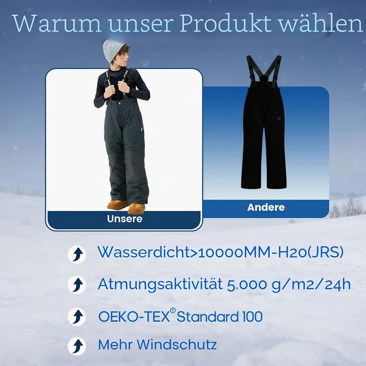 SMONTY Skihose für Kinder Mädchen Winter Wasserdicht Winddicht Warme Snowboard-Rückenhose Standard 1
