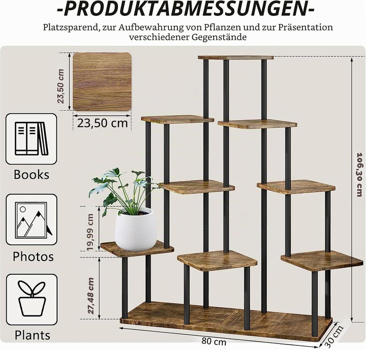 YOCOMEY 9-Tier Hölzern Blumenregal Pflanzenregal, Mehrstöckig Blumenständer Pflanzenständer Blumenba