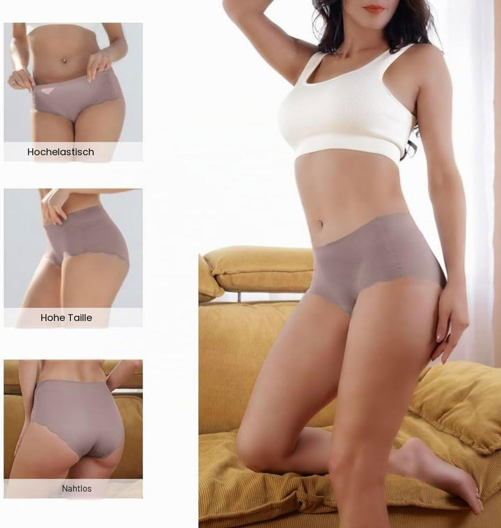Dumwis Unterhosen Damen,Nahtlos Slips Unterwäsche Frauen,Hohe Taille Panties,No Show Panties,Mehrpac