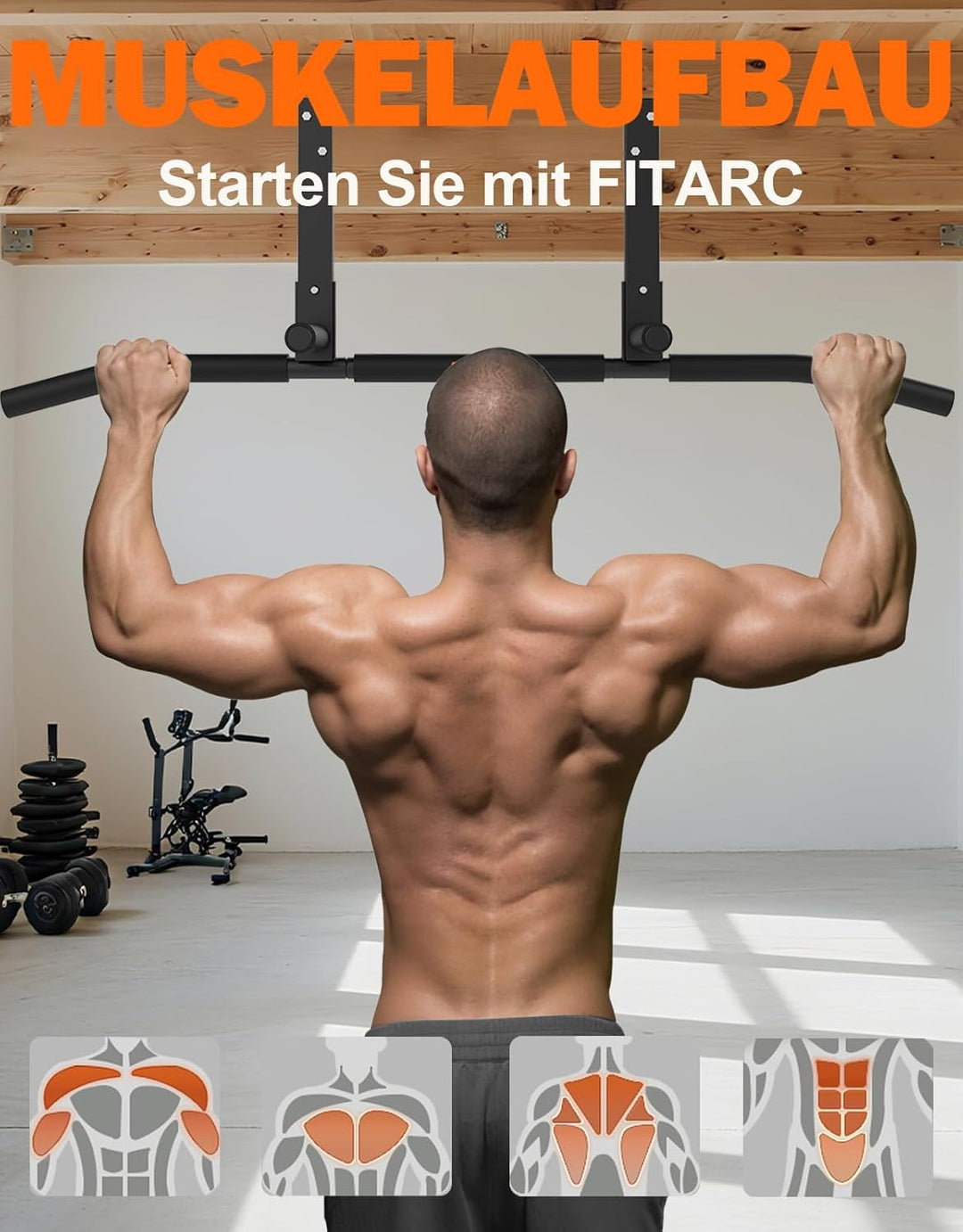 Fitarc Klimmzugstangen Klimmzugstange Joist Pull Up Bar Balkenhalterung, Heim-Fitnessstudio, Workout