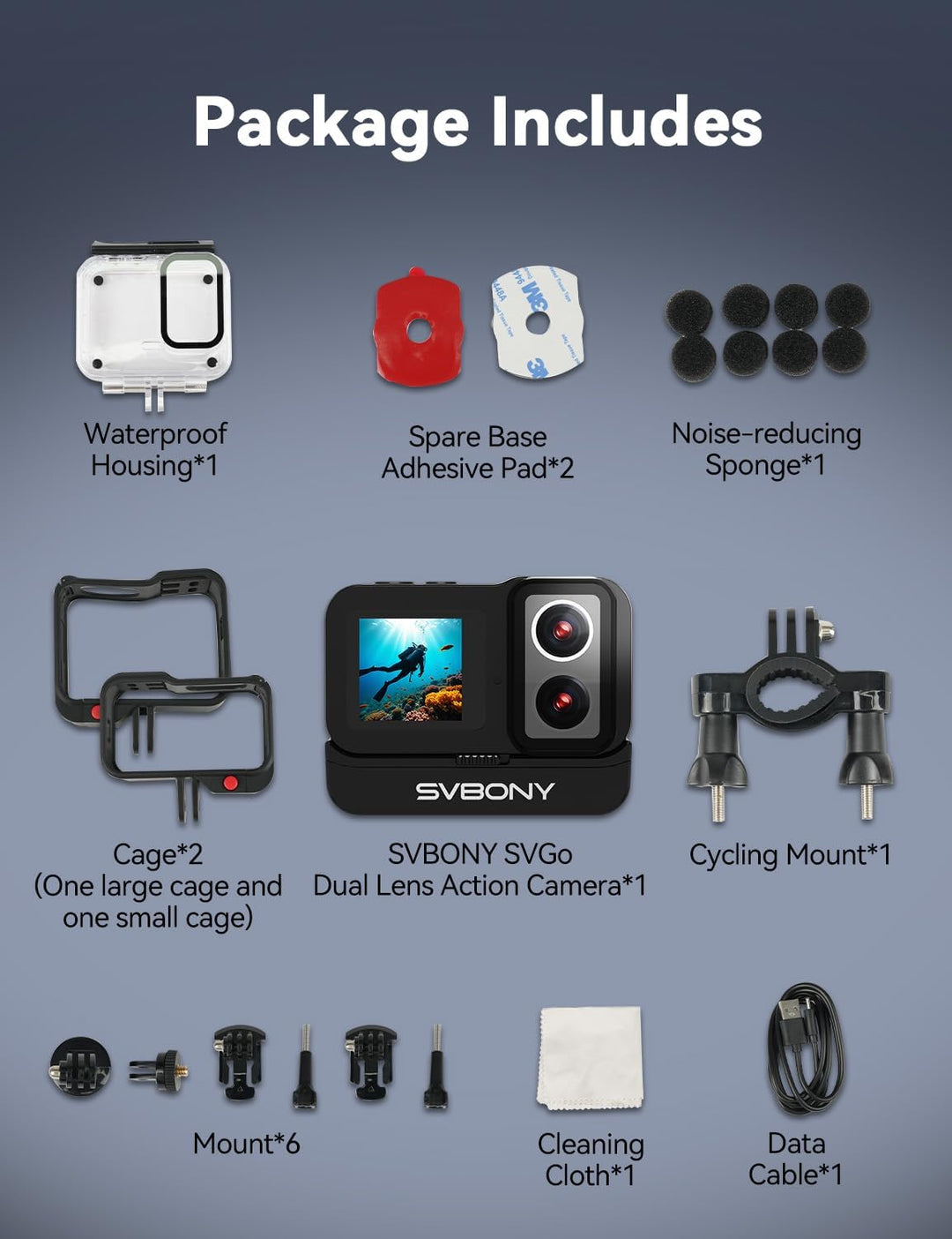 SVBONY SVGo 4K30FPS Unterwasserkamera, WiFi Action Cam, EIS Stabilisierung, Wasserdicht Bis 30m, Mag