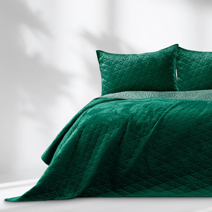 AmeliaHome Tagesdecke 260x280 cm grün zweiseitig Steppung Velvet Samt Laila Laila Grün 260x280 cm, L