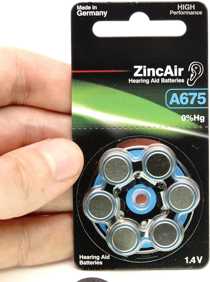 Batterieadapter als Ersatz für PX14, inkl. 6X 675 Zink-Luft Batterien (2.7V)