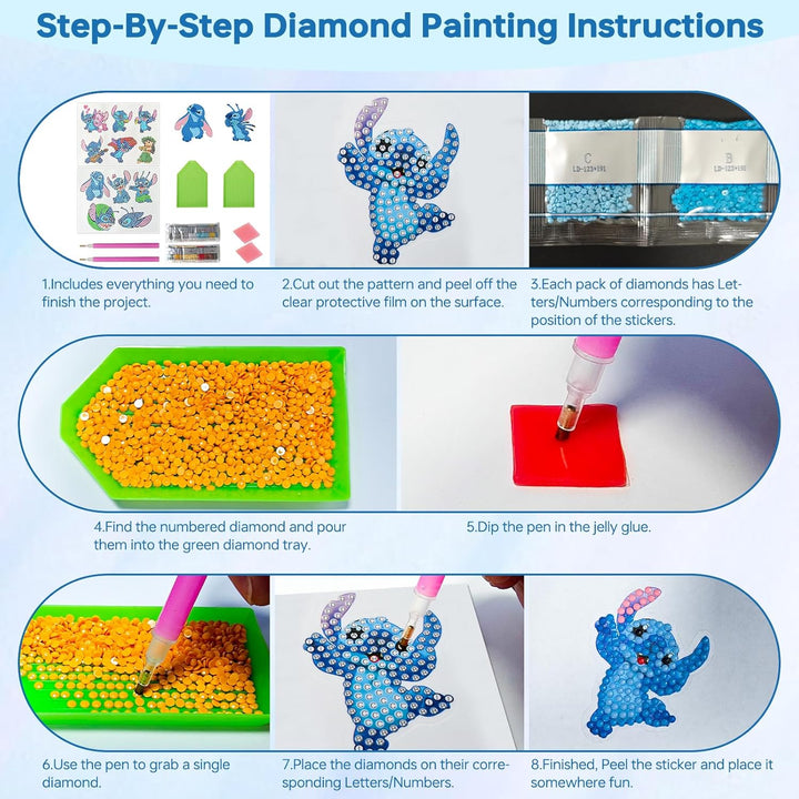 COQOYO Diamond Painting Kinder Sticker Set, 27pcs 5D Diamantmalerei Bilder, Cartoon Mini Diamant Mos