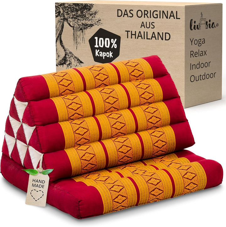 livasia Thaikissen mit 1 Auflage, Dreieckskissen mit Sitzkissen, Keilkissen mit Kapok, Rückenkissen