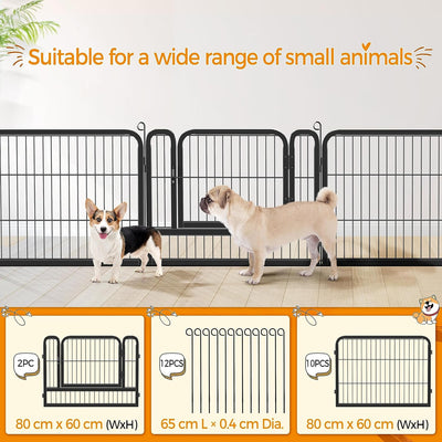 Yaheetech 12-teilig Welpenlaufstall 60cm hoch, Freigehege mit 2 Türen, Welpenzaun für Camping & Gart