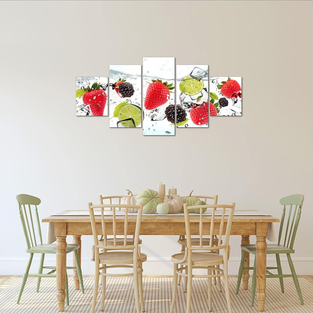 Runa Art Wandbilder Küche Obst 5 Teilig Bild auf Vlies Leinwand Deko Esszimmer Küchenbilder Lebensmi