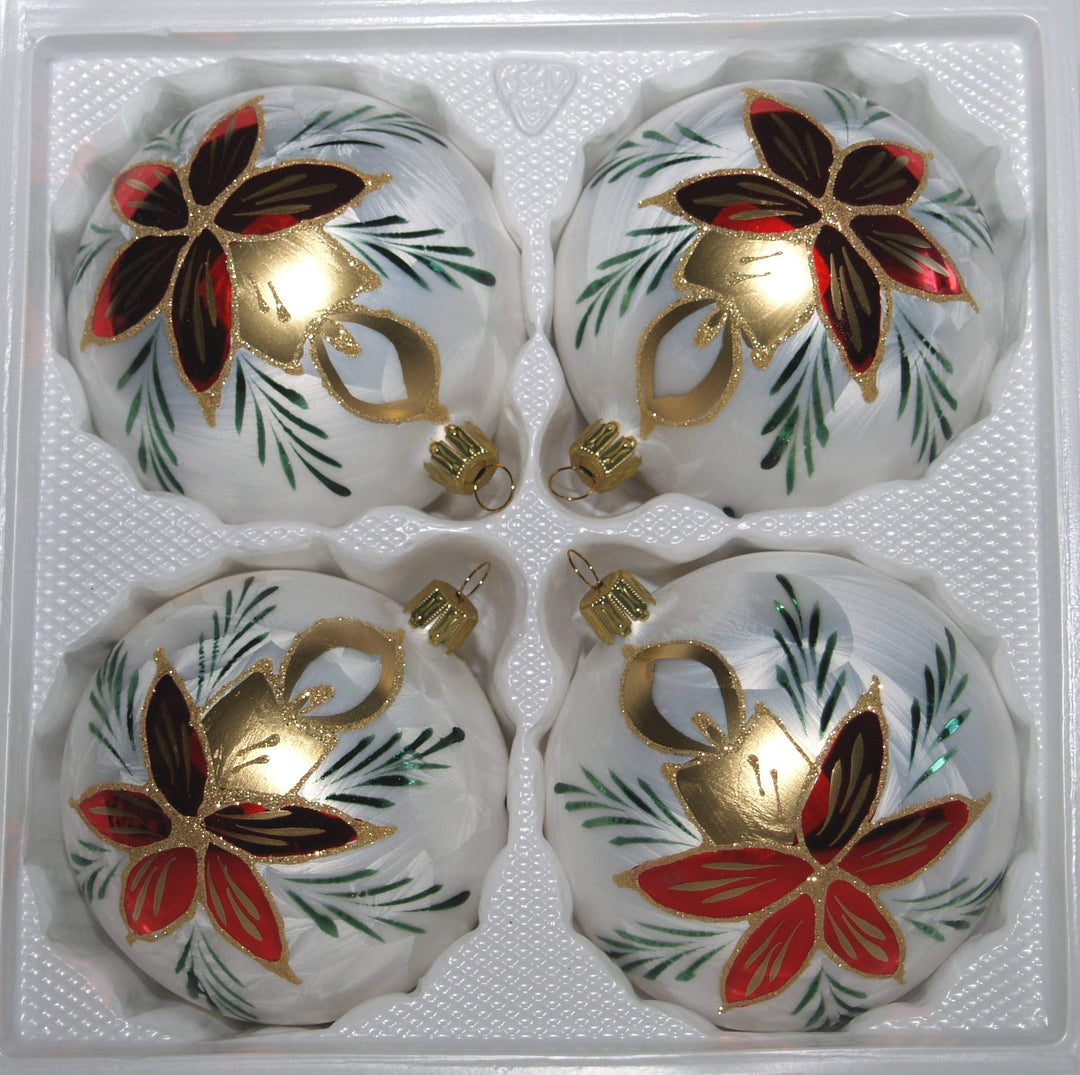 Jingle Bells Lauscha Christbaumkugel Christstern, Durchmesser 10cm, 4Stck. per Box