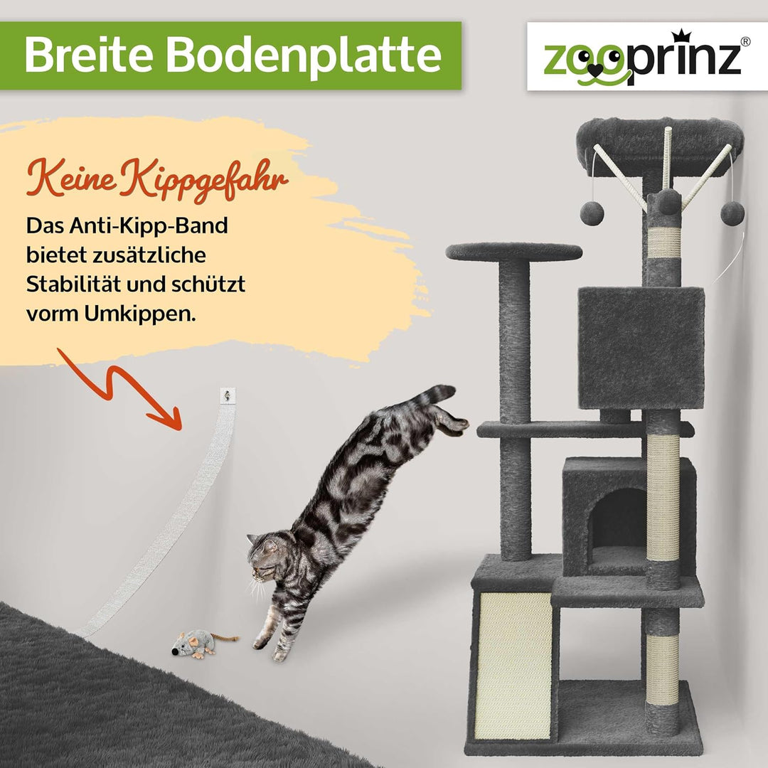 zooprinz Premium Kratzbaum – Grosser XXL Kletterturm für kleine & grosse Katzen - Breiter Kratzbaum