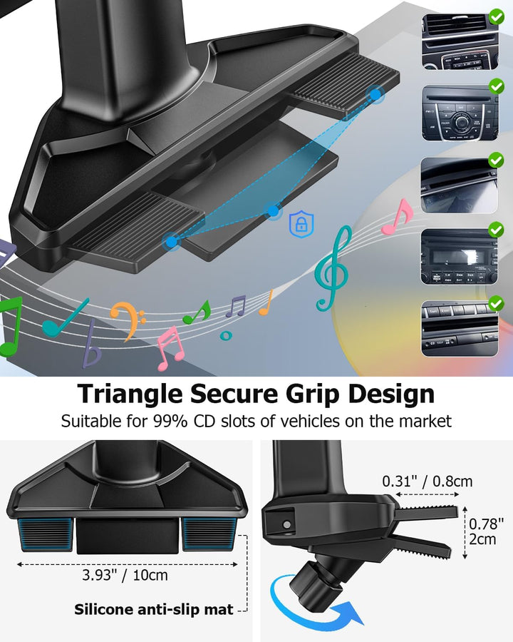 Oilcan Auto CD Schlitz Tablet Halterung, CD Player Tablet Autohalterung Vorne mit Upgrade-Teleskop-A