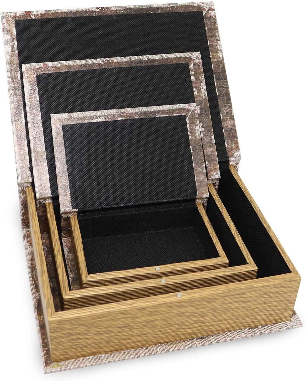Jolitac 3er Buchattrappe Box Set, Hohles Buch mit Geheimfach, Vintage Buchversteck Getarnte Buchtres