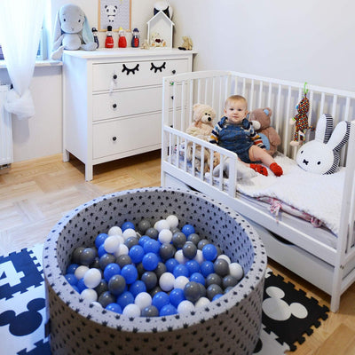 KiddyMoon Bällebad 90X30cm/300 Bälle ∅ 7Cm Bällepool Mit Bunten Bällen Für Babys Kinder Rund, Dunkel