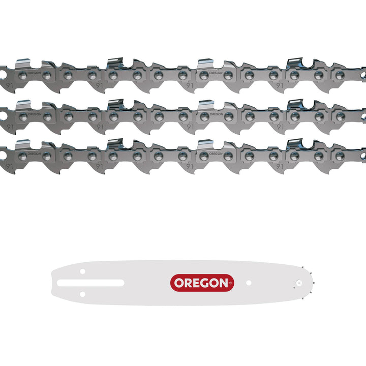 Oregon 3er-Pack Stangensägeketten und 1 Führungsschiene - 3/8" LP, 1.3mm, 40 Antriebsglieder Sägeket