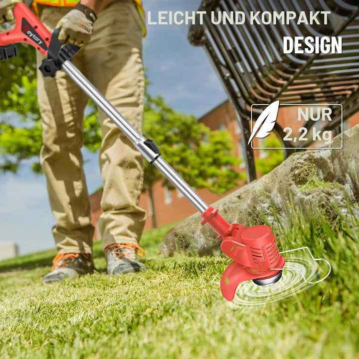 Elektrischer Rasenmäher 3-in-1 Akku-Rasenmäher Rasentrimmer Freischneider Edger 21V Akku Rot with 1