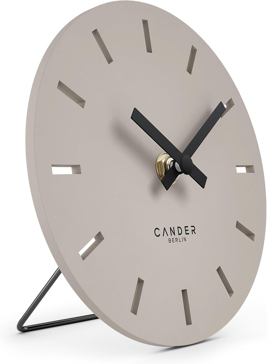 Cander Berlin MNU 2515 P Tischuhr lautlos ohne Ticken 15 cm analog batteriebetrieben warmgrau modern