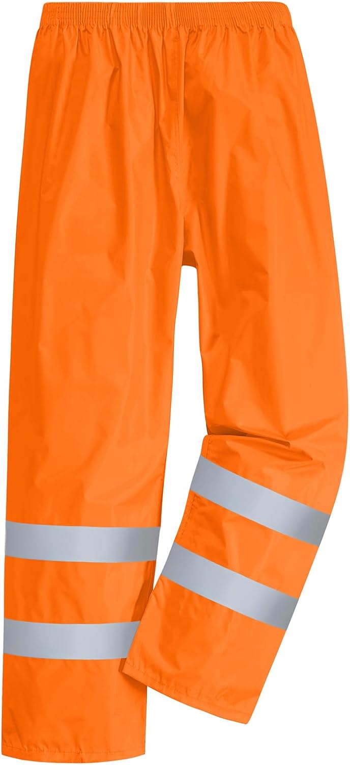 Leichte Regenhosen Herren Damen Orange/Regen Warnschutzhose Winddichte Outdoorhose für Fahrrad Trekk
