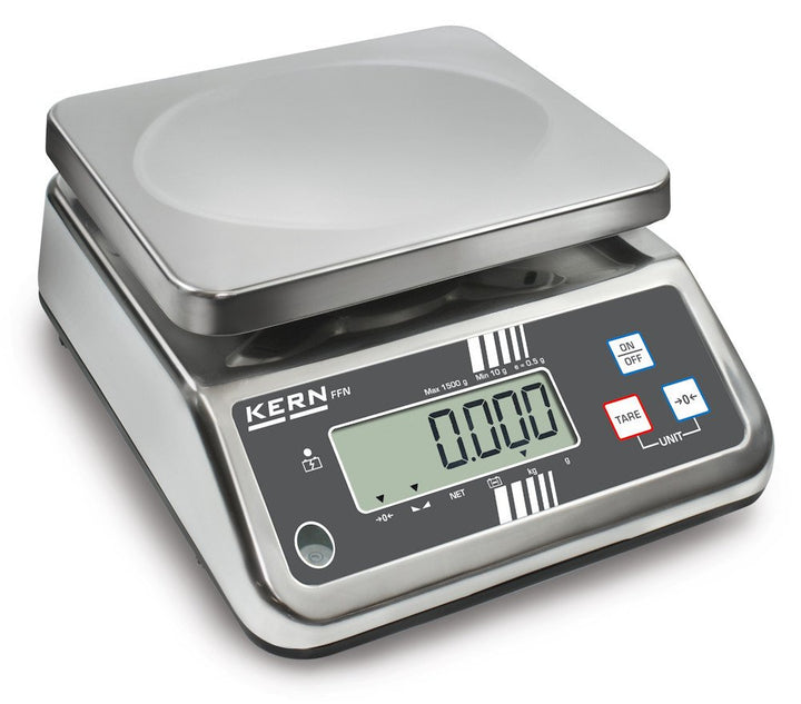 KERN Edelstahl IP-Geschützte Tischwaage, Robuste, IP65 Schutzklasse, 15kg Wägebereich, Ablesbarkeit