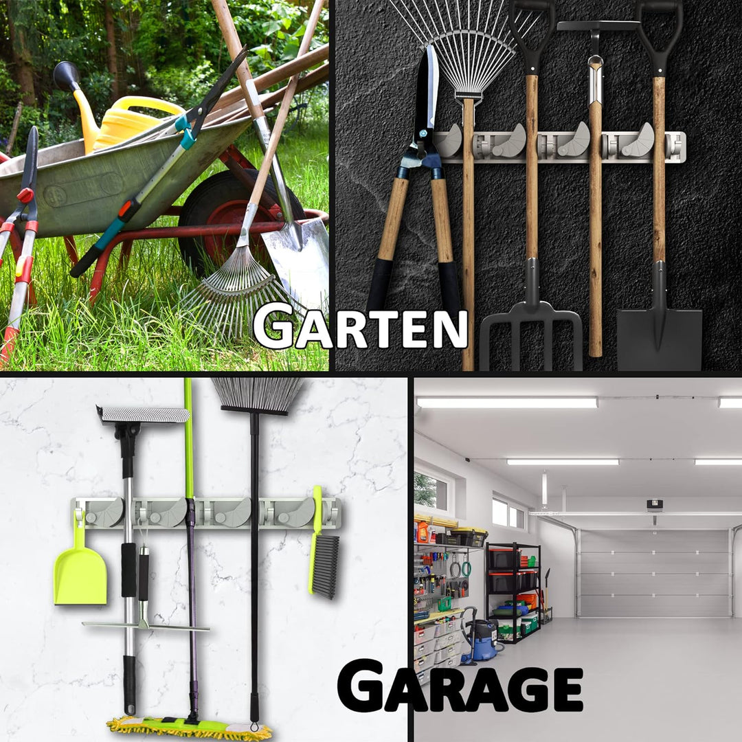 Platzsparender Gerätehalter [2er Set] - Aluminium-Profil mit 4 individuell positionierbaren Halterun