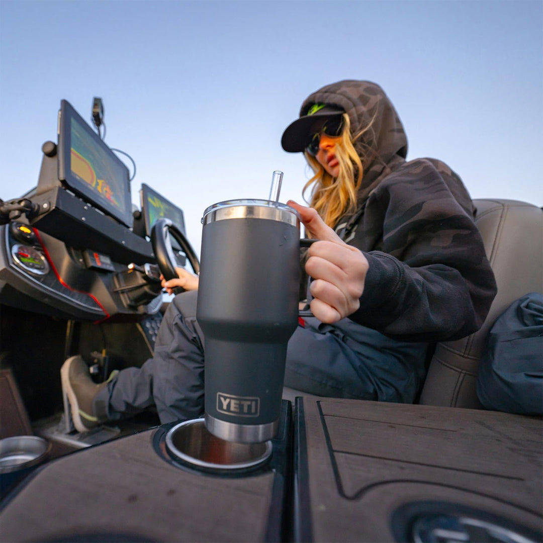 YETI Rambler Trinkbecher mit Griff und Strohhalm-Deckel, Reisebecher, Wasserbecher, vakuumisolierter