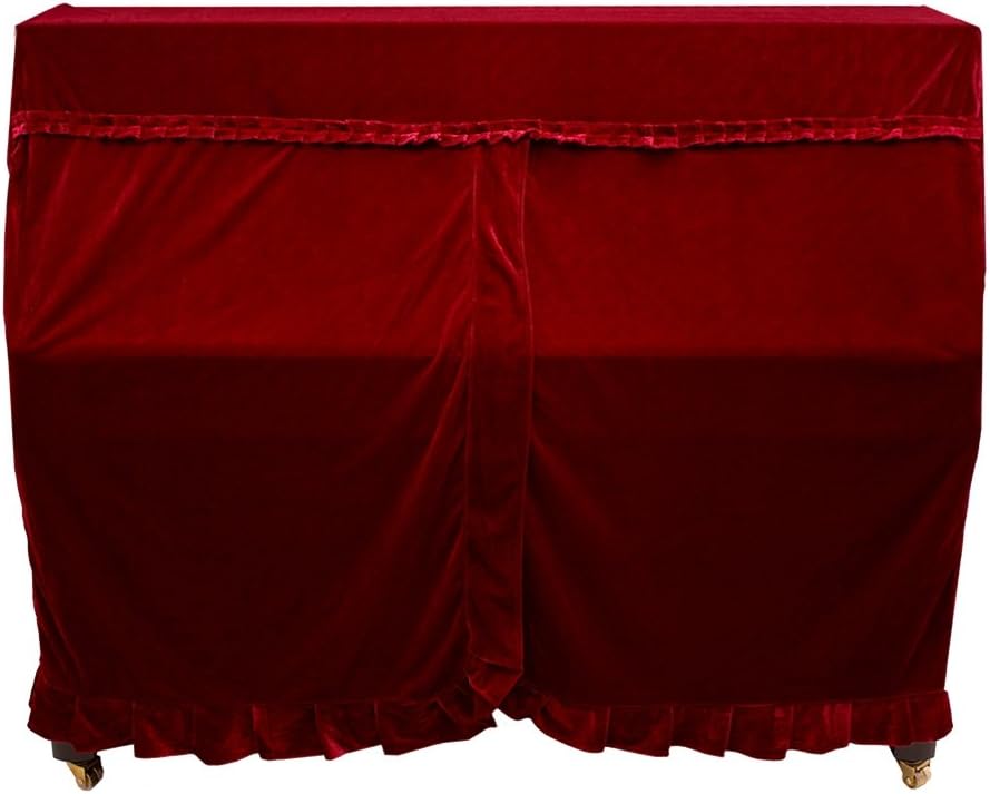 Dilwe Klavierdeckel, Colorfast Pleuche Piano Staubdicht Dekoriert Cover Rot, Rot