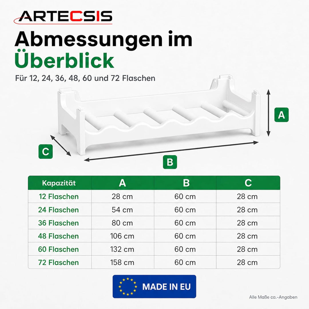 ARTECSIS® Weinregal stapelbar &amp; modular erweiterbar Kunststoff für 24 Weinflaschen (weiss) - Stabile