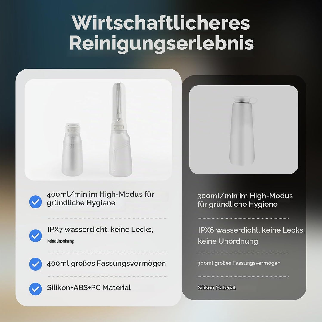 Tragbares Reise 400 ml – Handheld ,wasserdicht mit 3 Hochdruckoptionen, Toilette Bidet-Sprühkopf Für