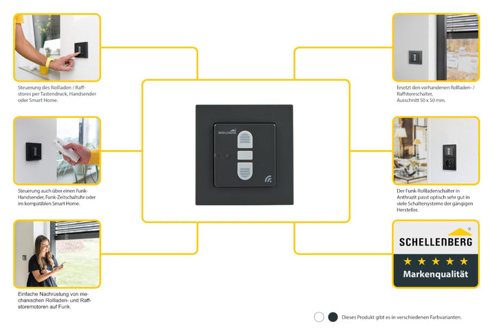 Schellenberg 21007 Smart Home Funk-Rolladenschalter & Funk-Raffstoreschalter, nachrüstbar für Smarte