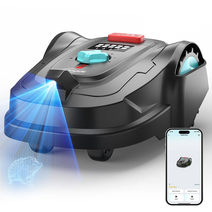 M800Plus Mähroboter ohne Begrenzungskabel,Max. 800 m²,GPS Positionierung+KI Vision,U-förmige Bahnen,