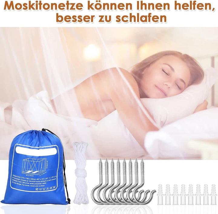 Moskitonetz Doppelbett und Einzelbett - 1.9 m x 2.1 m x 2.4 m Moskitonetze für Doppelbett und Einzel
