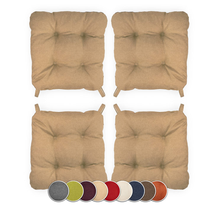 sunnypillow 4er Set Stuhlkissen mit Klettverschluss Masse: 40 (vorne) | 35 (hinten) x 40 x 8 cm Pols