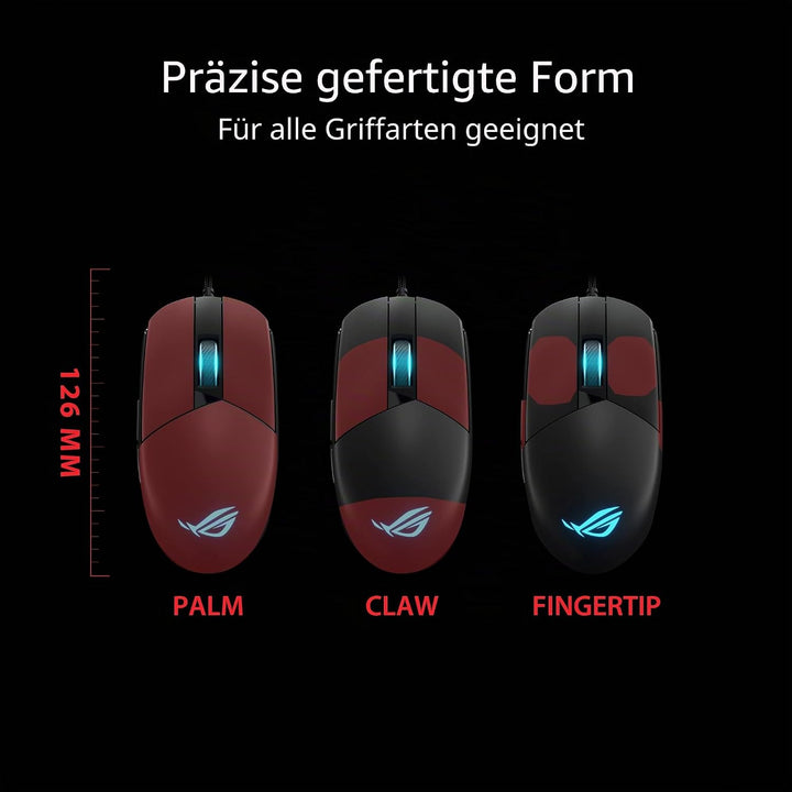 ASUS ROG Strix Impact III - Beidhändige Gaming-Maus, leicht, 12000 DPI, 5 programmierbare Tasten, au