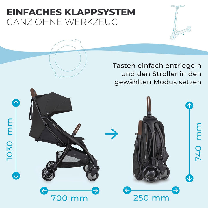 GLOBBER STROLL LITE Kinderwagen – Baby Stroller bis 22 kg - Buggy klein zusammenklappbar - Reisebugg