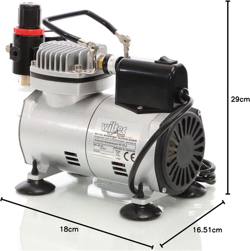 Airbrush Kompressor AF18-2 Membrankompressor 4 bar Abschaltautomatik Manometer