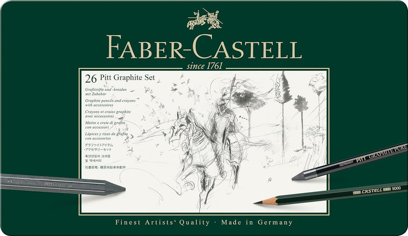 Faber-Castell 112974 - Pitt Graphite Set im Metalletui, gross, 26-teilig groÃŸ, groÃŸ