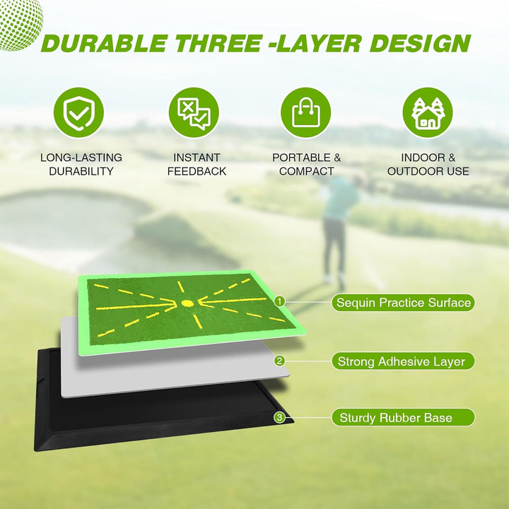 Golf-Trainingsmatte & Golfschaukelmatte – Übungsmatte Mit Rutschfester Gummibasis Für Präzises Balls