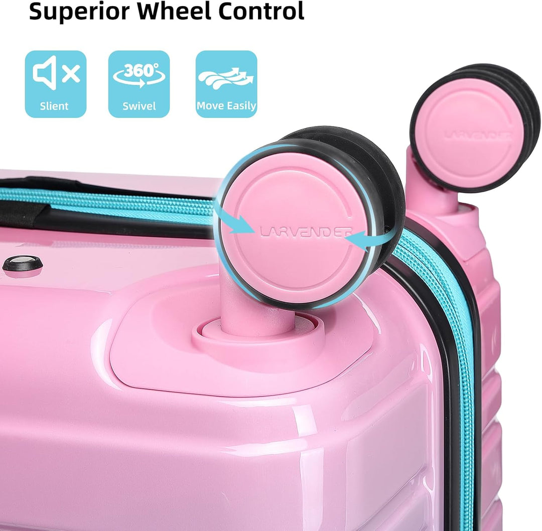 LARVENDER Kofferset 3 Teilig, Handgepäck Koffer 55cm, Cotton Candy | Hartschalen Trolley 55x40x20cm,